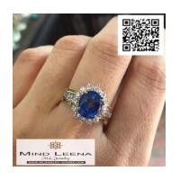 ราคา แหวนไพลินซีลอนล้อมเพชรแท้เบลเยี่ยมน้ำหนักรวม 0.54 cts.ไพลิน 4.0 กะรัต (7317747)