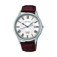ราคา Seiko Classic Sapphire Crystal Silver Tone Dial Brown Leather Mens Watch SGEG97 (5891947)