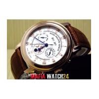 ราคา M0422 นาฬิกา Patek Philippe Grand Complications 43mm. 2 หน้าปัด 2 เวลาหนังน้ำตาล Mirror (4666949)