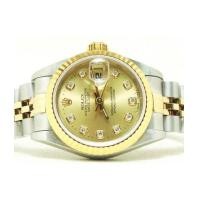 ราคา Rolex Date-just Lady size หน้าทอง ฝังเพชรเบ้าใหม่ สายจูบิลี่ สองกษัตริย์ (5643544)