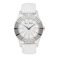ราคา Pre Order ส่งฟรี EMS - นาฬิกาผู้หญิง Paris Hilton สายหนังขาว ประดับคริสตัลด้านใน สวยหรูมากๆ (5384252)
