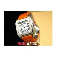 ราคา M0427 นาฬิกา Catier Santos 100 Lady Medium Mirror Case Swiss สายสีส้มคลิ๊ปล็อคตัวเรือน Silver (4682074)