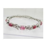 ราคา สร้อยข้อมือ ทับทิม หลังเบี้ย คั่นเพชรกุหลาบ 12 เม็ด 0.12 กะรัต งานทองขาวโบราณ(ปาหะ) นน. 9.77 g (7252447)