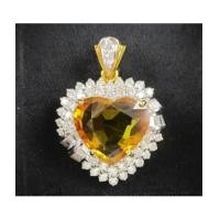 ราคา จี้ บุษราคัม รูปหัวใจ ล้อมเพชร 2 ชั้น 59 เม็ด 1.68 กะรัต ทอง90 งานสวยมาก พร้อม Cert. นน. 8.76 g (7291442)