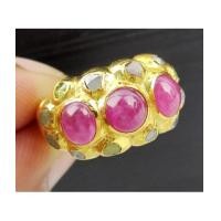 ราคา แหวน ทับทิม หลังเบี้ย 3 เม็ด ฝังเพชรซีก ทอง90 งานเก่า หลุดจำนำ สวยมาก นน. 8.88 g (7286845)