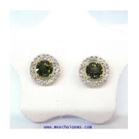 ราคา ต่างหูพลอยเขียวส่องแท้ล้อมเพชร (7282676)