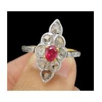 ราคา แหวน ทับทิม เจียร ล้อมเพชรซีก ทรงมาคีย์ ทอง90 งานเก่า หลุดจำนำ สวยมาก นน. 3.70 g (7258452)