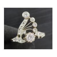 ราคา แหวน เพชรชูโบราณ 1/0.25 ct ฝังเพชร 4/0.17 ct เพชรซีกลูกโลก ทองK 2 สี งานเก่า หลุดจำนำ นน. 4.10 g (7226369)