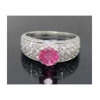 ราคา แหวน Pink Shappire ฝังเพชรกุหลาบ 3 แถว 30 เม็ด 0.30 กะรัต งานทองขาวโบราณ(ปาหะ) นน. 2.56 g (7219676)