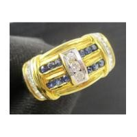 ราคา แหวน ไพลิน เจียร ฝังเพชรแถว 13 เม็ด 0.27 กะรัต ทอง18K งานเก่า หลุดจำนำ สวยมาก นน. 8.18 g (7204257)