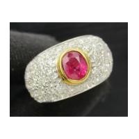 ราคา แหวน ทับทิมพม่า ฝังเพชร 5 แถว 50 เม็ด 1.00 กะรัต ทอง18K งานสวยมาก นน. 7.94 g (7196461)