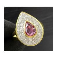 ราคา แหวน ทับทิม เจียร หยดน้ำ ล้อมเพชรกุหลาบ 2 ชั้น 44 เม็ด 0.72 กะรัต ทอง90 งานสวยมาก นน. 7.30 g (7180236)