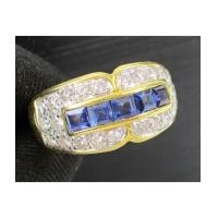 ราคา แหวน ไพลิน Princess แถว ฝังเพชร 24 เม็ด 0.72 กะรัต ทอง90 งานสวยมาก นน. 7.42 g (7175406)