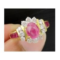 ราคา แหวน ทับทิม หลังเบี้ย ล้อมเพชร 12 เม็ด 0.60 กะรัต บ่าข้างทับทิม ทอง90 งานเก่า หลุดจำนำ นน. 4.94 g (7166765)