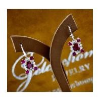 ราคา ต่างหูทับทิม ตุ้งติ้งฝังเพชร (7108410)