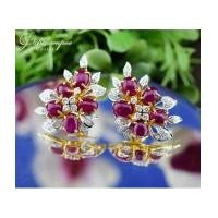 ราคา ต่างหูทับทิมพม่าดอกไม้ฝังเพชร (7100683)