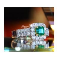 ราคา แหวนมรกตโคลัมเบีย สีTOP ล้อมเพชร (7114208)