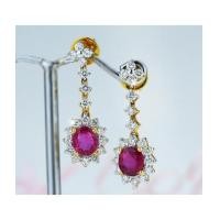 ราคา ต่างหูทับทิมพม่า ตุ้งติ้งฝังเพชร (7044594)