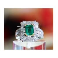 ราคา แหวนมรกตโคลัมเบีย สีTOP ล้อมเพชร (7107539)