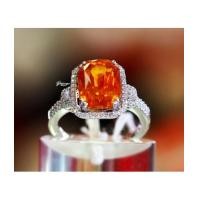 ราคา แหวนบุษราคัมซีลอนฝังเพชร (7107498)