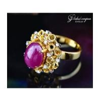 ราคา แหวนทับทิมพม่า ล้อมเพชร (7100332)