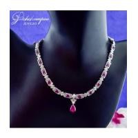 ราคา สร้อยคอทับทิมพม่า ฝังเพชร (7100389)