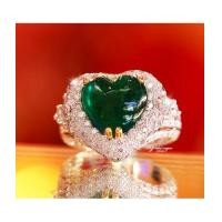 ราคา แหวนมรกตโคลัมเบีย สี TOP ล้อมเพชรสองชั้น (7083083)