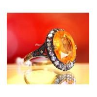 ราคา แหวนบุษราคัมโบราณ ล้อมเพชร (7082996)