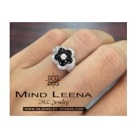 ราคา แหวนนิลกระจุกดอกไม้ล้อมเพชรแท้น้ำหนักรวม 0.43 cts.(งานมือสองราคาพิเศษ) (7208252)