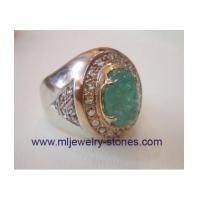 ราคา แหวนมรกตโคลัมเบียล้อมเพชรแท้เหลี่ยมลูกโลกตัวเรืือนเงินแปะนาก (3998587)