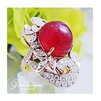 ราคา แหวนทับทิมอัฟริกาเนื้อแก้วฝังเพชร (6342727)