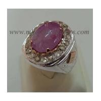 ราคา แหวนพลอยทับทิมพม่ากิมบ่เซี่ยง สีแดงอมชมพู ตัวเรือนเงินแปะนาก (6291280)