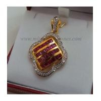 ราคา จี้พลอยทับทิมล้อมเพชรแท้ 0.72 cts.(งานสั่งทำ) (6158312)