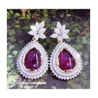 ราคา ต่างหูเพชรตุ้งติ้งทับทิม 2in 1 (5954375)