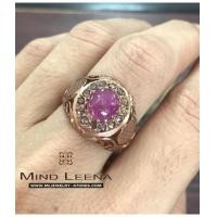 ราคา แหวนทับทิมพม่าล้อมเพชรแท้เหลี่ยมลูกโลกแหวนโบราณ (4634710)