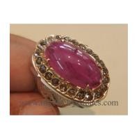 ราคา แหวนทับทิมล้อมเพชรแท้เหลี่ยมลูกโลกแหวนโบราณ (4586549)