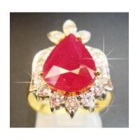 ราคา แหวนทับทิมพม่าสีแดงสดล้อมเพชร (3310925)