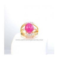ราคา แหวนทองคำ พลอยทับทิมพม่าเม็ดใหญ่ 6.92 กะรัต ประดับเพชร ดีไซน์สวยหรู (586129)