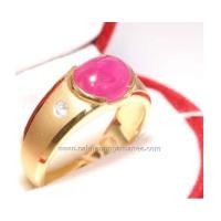 ราคา แหวนทอง พลอยทับทิมพม่าสีชมพูหวาน 3.40 กะรัต หลังเบี้ยฝังหุ้มประดับเพชร (546300)