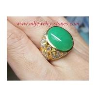 ราคา แหวนหยกพม่าล้อมเพชร หยกพม่า1เม็ด13.00ctsเพชร60เม็ด1.35cts (6843195)