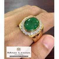 ราคา แหวนหยกพม่า ล้อมเพชรแท้ 0.66 cts. แหวนผู้ชาย (6481614)