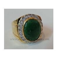 ราคา แหวนหยกพม่าล้อมเพชรแท้น้ำหนักรวม 0.66 cts.(งานสั่งทำ) (5800562)
