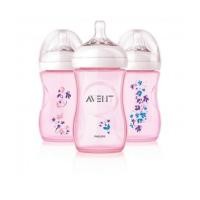 ราคา พร้อมส่ง**Philips AVENT 9 Ounce BPA Free Natural Polypropylene Bottles 3 Pack (Pink Flowers) (6332231)