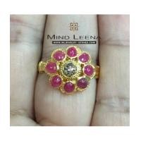 ราคา แหวนทองเพชรซีกล้อมทับทิมโบราณ ล้อมด้วยทับทิม 8 เม็ด เพชรซีกลูกโลกเม็ดชู 1 เม็ด น้ำหนักแหวนรวม 4.02 (7043401)