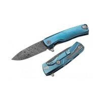 ราคา มีดพับ LionSteel ROK Frame Lock Knife Damascus Blade, Blue Titanium Handles (ROK DD BL) (7384497)