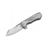 ราคา มีดพับ Boker Plus Leviathan Flipper Knife D2 Stonewashed Blade, Stainless Steel Handles (01BO752) (7340419)