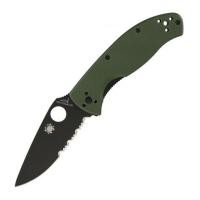 ราคา มีดพับ Spyderco Tenacious Folding Knife Black Combo Blade, Foliage Green G10 Handles (C122GPSBGR) (7209600)