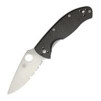 ราคา มีดพับ Spyderco Tenacious Folding Knife Satin Combo Blade, Carbon Fiber/G10 Handles (C122CFPS) (7209591)