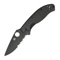 ราคา มีดพับ Spyderco Tenacious Folding Knife Black Combo Blade, Carbon Fiber/G10 Handles (C122CFBBKPS) (7209586)