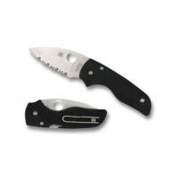 ราคา มีดพับ Spyderco Lil\' Native Compression Lock CPM-S30V Serrated Blade, Black G10 Handles (C230GS) (7161194)